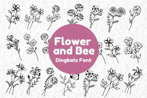 Flower and Bee by Nun Sukhwan — Dingbats Font