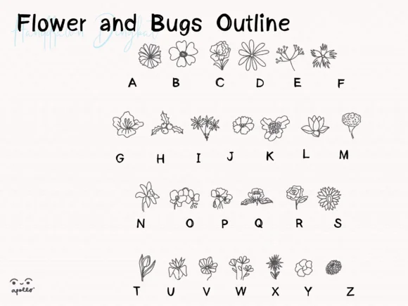Flower and Bugs by Apollo no.64 — Dingbats Font — thumbnail 2