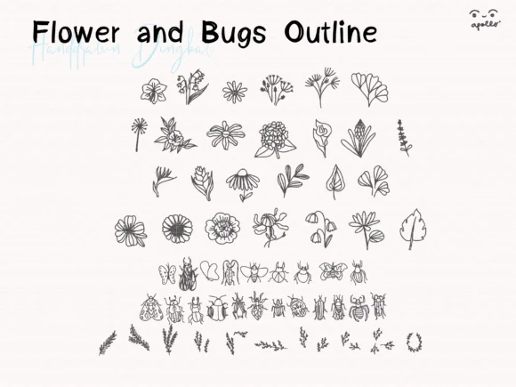 Flower and Bugs by Apollo no.64 — Dingbats Font — thumbnail 3