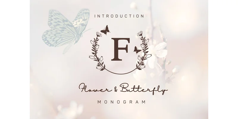 Flower and Butterfly Monogram Font by Pui Art by Pui Art — Decorative Font