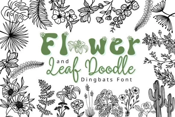 Flower and Leaf Doodle by Pui Art — Dingbats Font