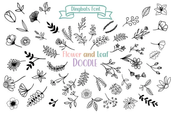 Flower and Leaf Doodle by Fox7 — Dingbats Font