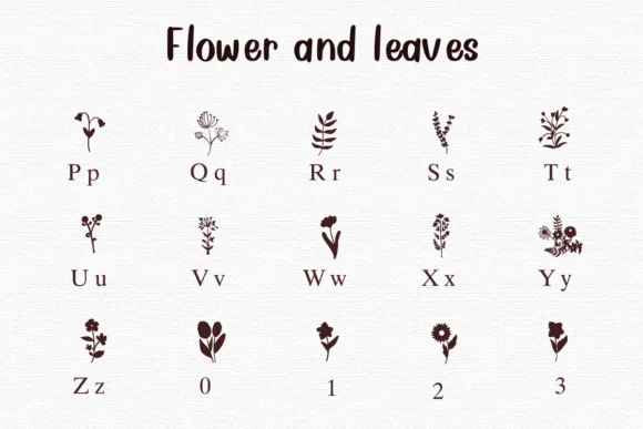 Flower and Leaves by Nongyao — Dingbats Font — thumbnail 3