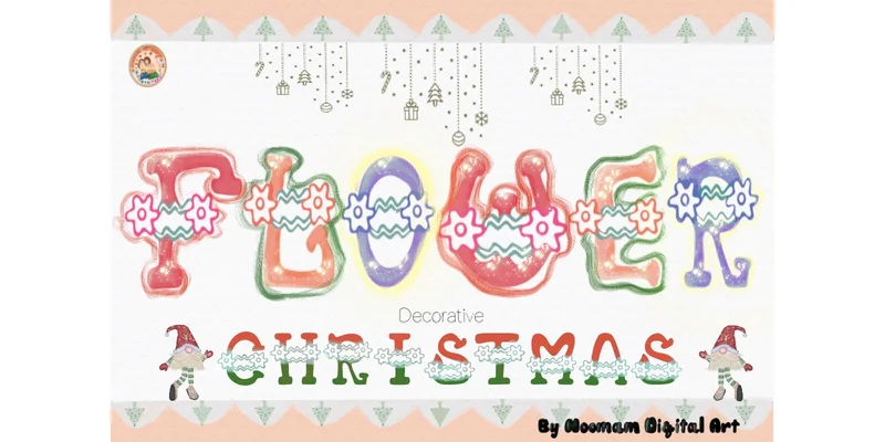 Flower Christmas Font by Noomam Happy digital Art by Noomam Happy digital Art — Decorative Font