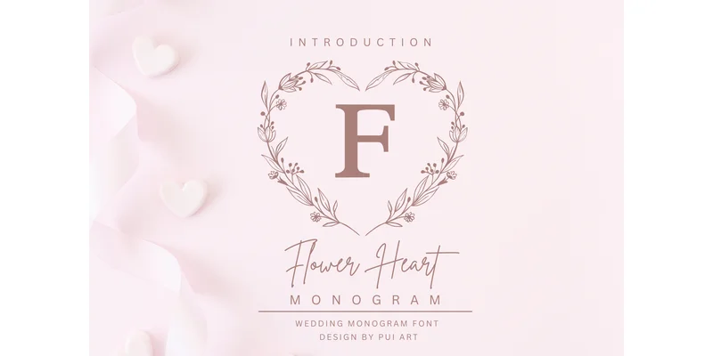 Flower Heart Monogram Font by Pui Art by Pui Art — Decorative Font