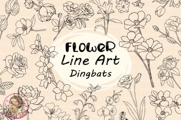 Flower Line Art by huapika — Dingbats Font