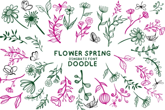 Flower Spring Doodle by Bee piyanuch — Dingbats Font