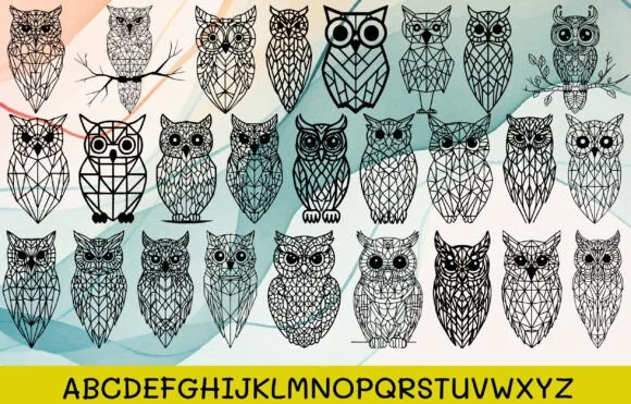 Geometric Owl Dingbats Fonts by MOMAT THIRTYONE — Dingbats Font — thumbnail 2
