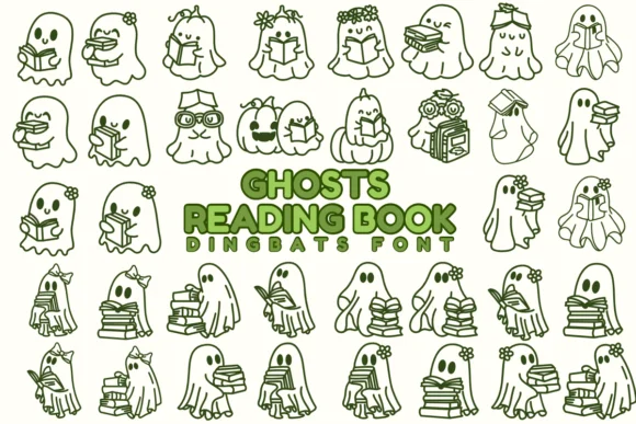 Ghosts Reading Book by Chonada — Dingbats Font