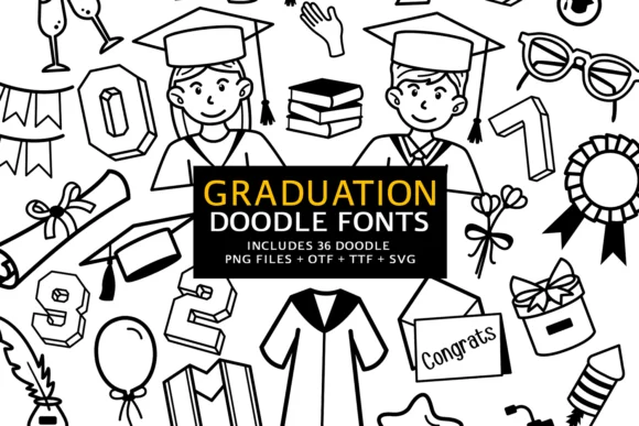 Graduation Doodle by digitalplannerland — Dingbats Font