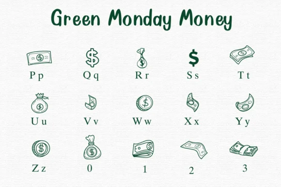 Green Monday Money by Nongyao — Dingbats Font — thumbnail 3