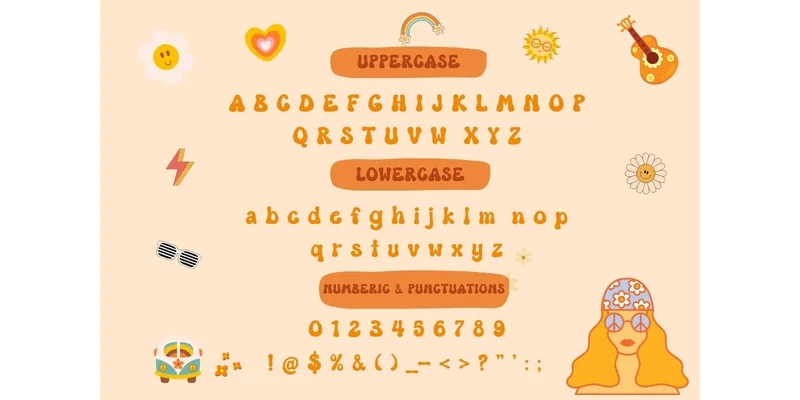 Groovy Hippie Font by Pui Art by Pui Art — Display Font — thumbnail 4
