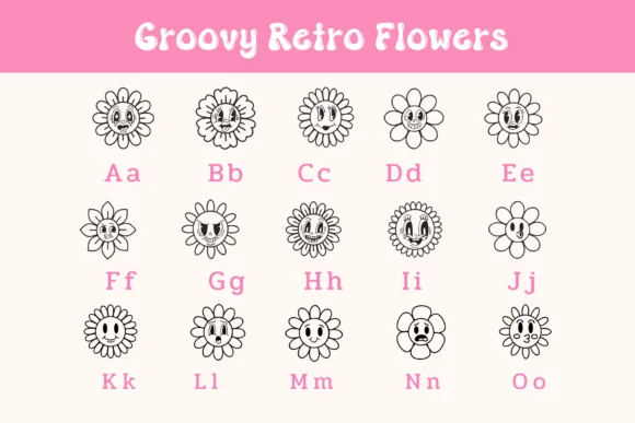 Groovy Retro Flowers by Pui Art — Dingbats Font — thumbnail 6