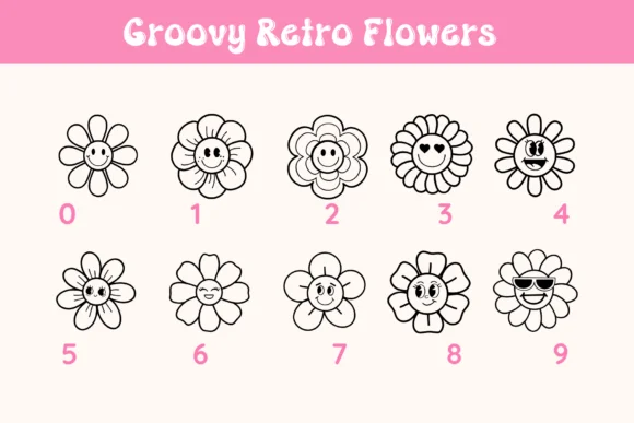 Groovy Retro Flowers by Pui Art — Dingbats Font — thumbnail 8