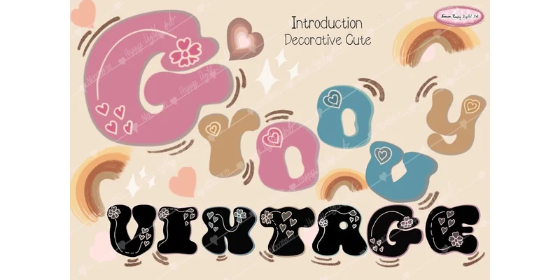 Groovy Vintage Font by Noomam Happy digital Art by Noomam Happy digital Art — Decorative Font