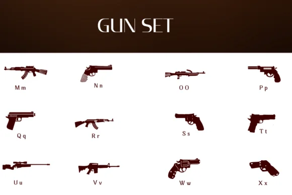 Gun Set by Heartcraft Atelier — Dingbats Font — thumbnail 3