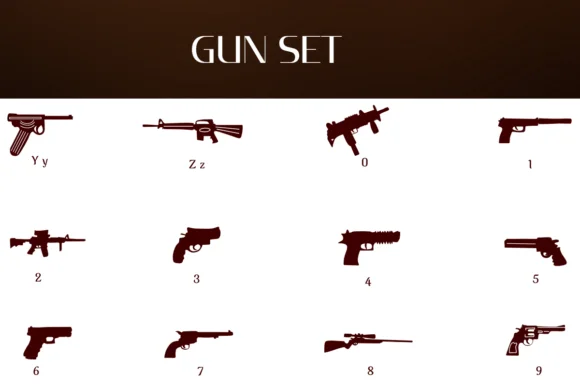 Gun Set by Heartcraft Atelier — Dingbats Font — thumbnail 4