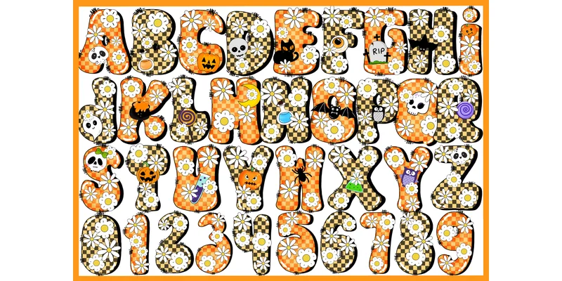 Halloween Daisy Font by Itme_digitalart by Itme_digitalart — Decorative Font — thumbnail 4