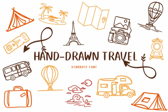 Hand-drawn Travel by CHANOK — Dingbats Font
