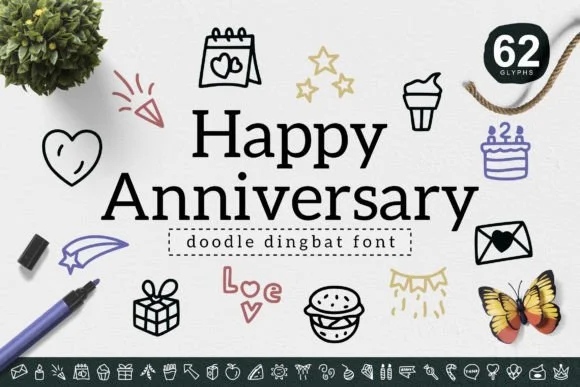 Happy Anniversary by YandiDesigns — Dingbats Font