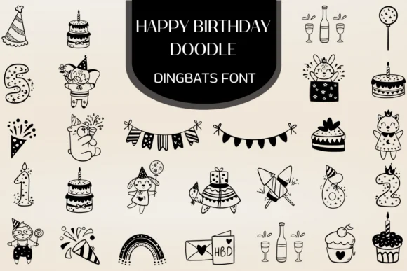 Happy Birthday Doodle by Heartcraft Atelier — Dingbats Font