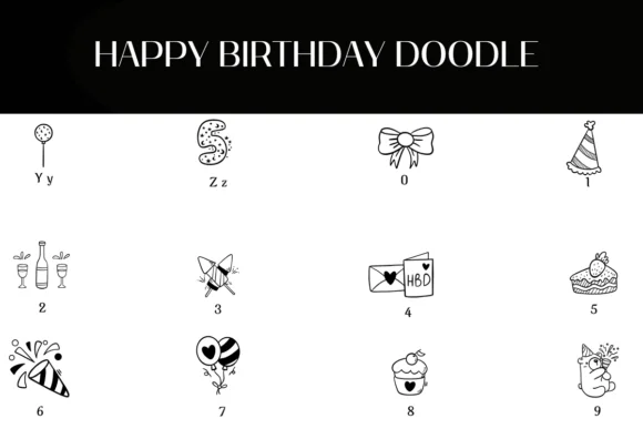 Happy Birthday Doodle by Heartcraft Atelier — Dingbats Font — thumbnail 4