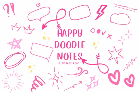 Happy Doodle Notes by CHANOK — Dingbats Font
