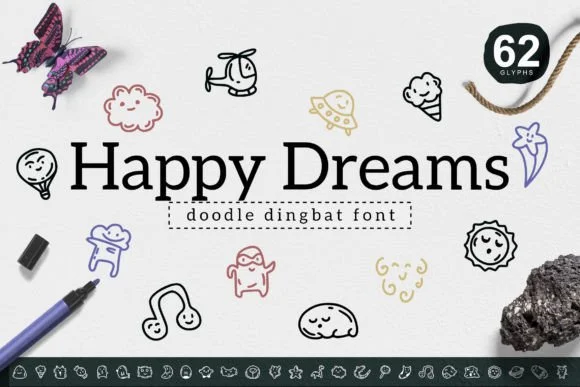 Happy Dreams by YandiDesigns — Dingbats Font