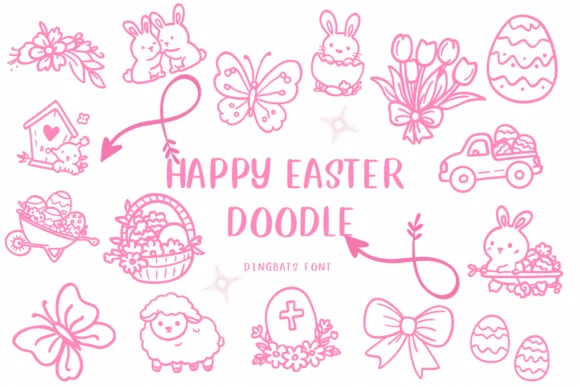 Happy Easter Doodle by CHANOK — Dingbats Font