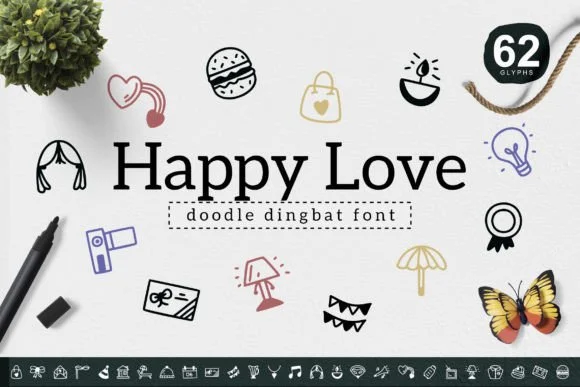 Happy Love by YandiDesigns β Dingbats Font