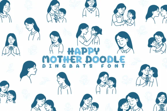 Happy Mother Doodle by Chonada — Dingbats Font