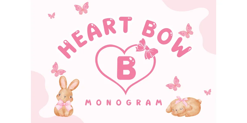 Heart Bow Monogram Font by Pui Art by Pui Art — Decorative Font