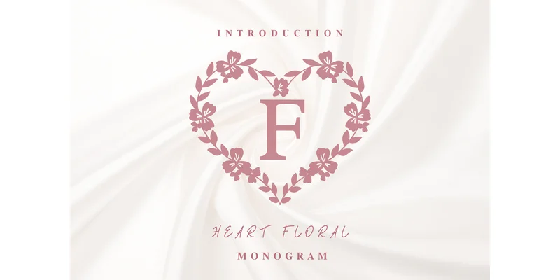Heart Floral Monogram Font by Pui Art by Pui Art — Decorative Font