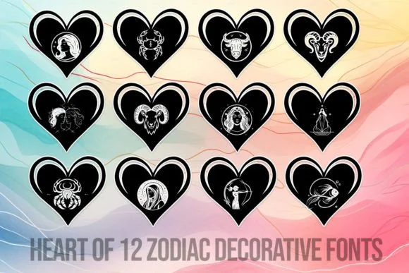 Heart of 12 Zodiac by MOMAT THIRTYONE — Dingbats Font
