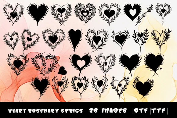 Heart Rosemary Sprigs by MOMAT THIRTYONE — Dingbats Font