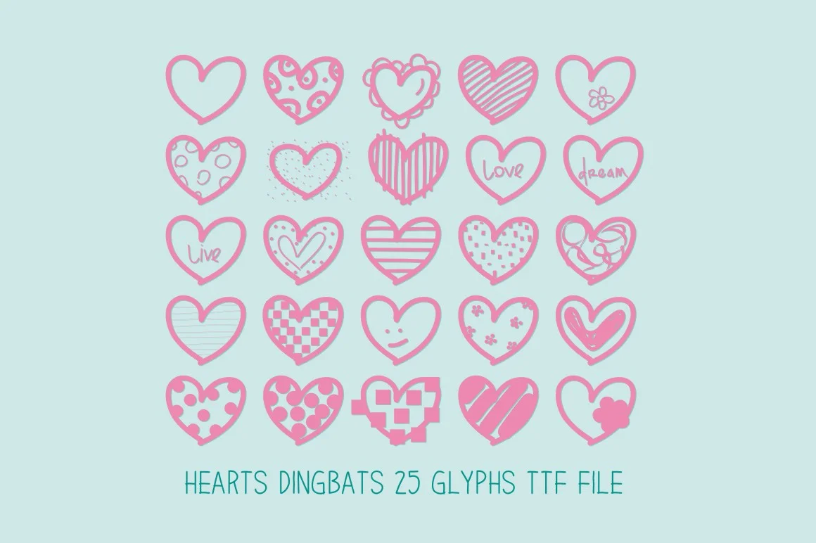 Hearts Dingbats by Carolina Mejia — Dingbats Font — thumbnail 5