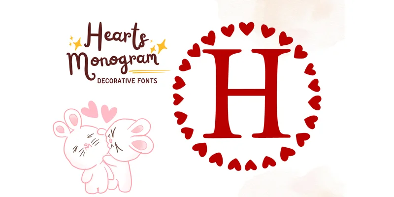 Hearts Monogram Font by PraewDesigns by PraewDesigns — Decorative Font