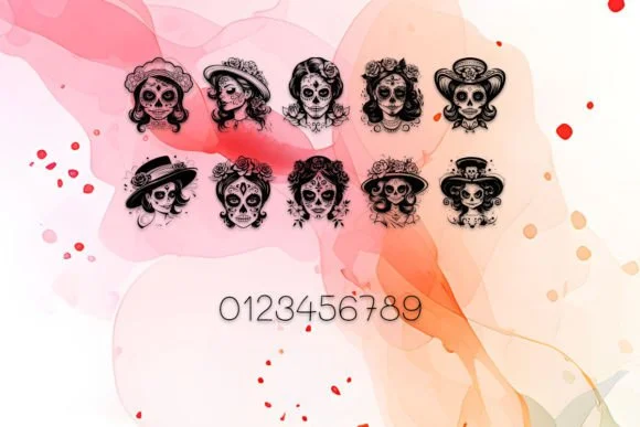 La Catrina Sugar Skull by MOMAT THIRTYONE — Dingbats Font — thumbnail 4