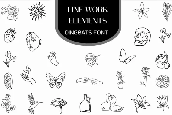 Line Work Elements by Heartcraft Atelier — Dingbats Font