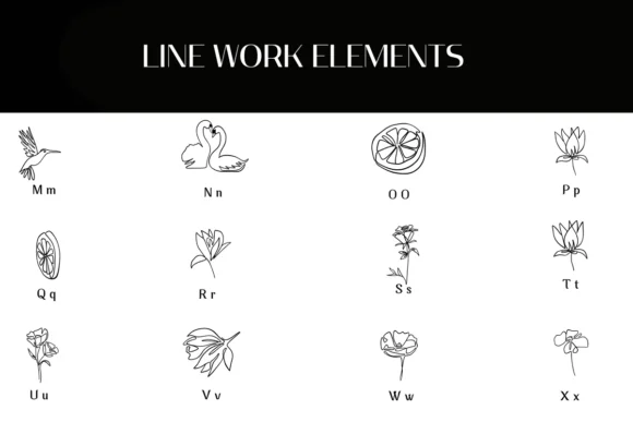Line Work Elements by Heartcraft Atelier — Dingbats Font — thumbnail 3