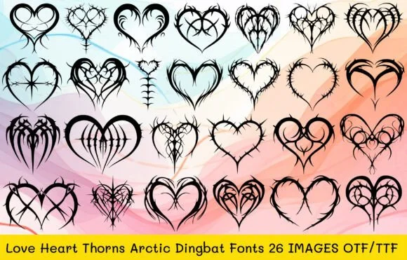 Love Heart Thorns Arctic by MOMAT THIRTYONE — Dingbats Font