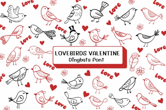Lovebirds Valentine by Ketsarin — Dingbats Font