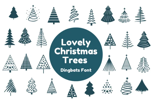 Lovely Christmas Trees by Nun Sukhwan — Dingbats Font