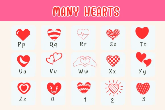 Many Hearts by Nongyao — Dingbats Font — thumbnail 3
