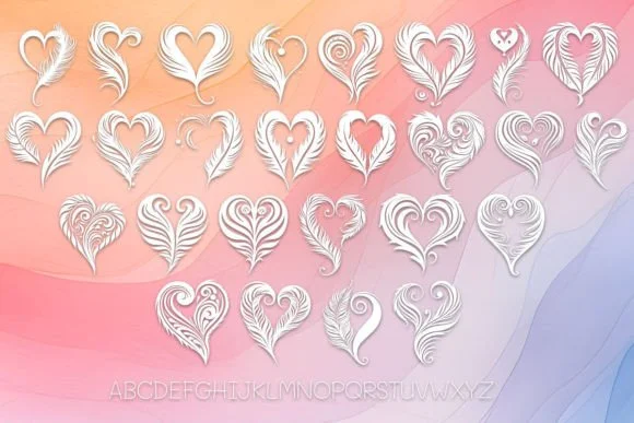 Maori Feathers Heart by MOMAT THIRTYONE — Dingbats Font — thumbnail 2