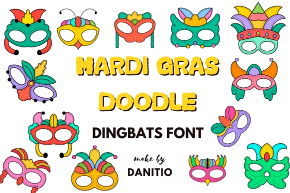 Mardi Gras Doodle by Farming Fruit — Dingbats Font