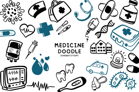 Medicine Doodle by Bee piyanuch — Dingbats Font