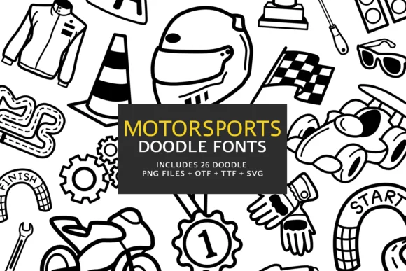 Motorsports Doodle by digitalplannerland β Dingbats Font