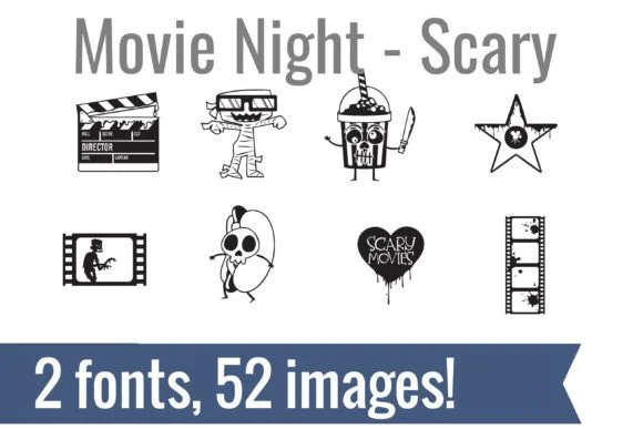 Movie Night Scary Dingbats by Illustration Ink — Dingbats Font