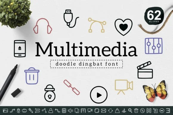 Multimedia by YandiDesigns — Dingbats Font